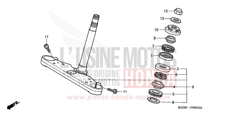 TIGE DE DIRECTION von Shadow VT125C NOIR (NH1) von 2006